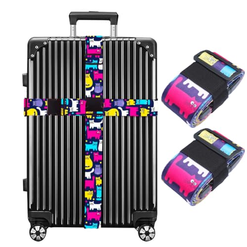 Image of Luggage Straps for Suitcases TSA Approved Easy Pack Organized Suitcase Strap, Luggage Strap, Luggage Belt Strap, Bag Straps for Luggage. Buckle Straps Travel Accessories (Cat)
