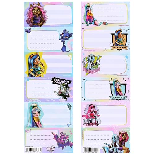 Monster High Autocollants pour cahiers, autocollants pour cahiers d'école, SET 12 stickers (Monster High)