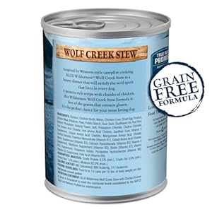 Blue Buffalo Wilderness Wolf Creek Stew Excessive Protein, Pure Moist Meals for Canines, Hearty Rooster Stew in Gravy, 12.5-oz.cans, 12 Rely