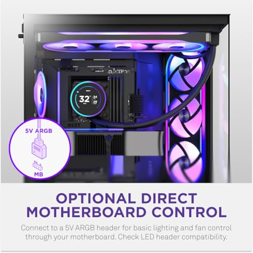 Image of NZXT F140U Ultra - 140mm PWM Multi-Zone RGB Fan - Black | 140mm Ultra RGB fan with multi-zone lighting and whisper-quiet PWM cooling. Premium build, CAM-synced RGB.