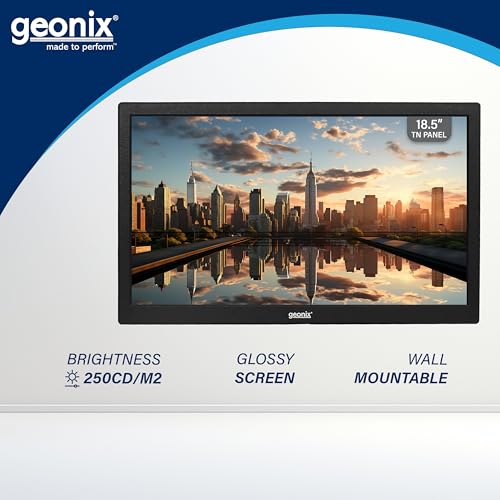 Image of GEONIX PC Monitor (47 cm /18.5 Inch) | Resolution 1366 x 768 | Display Output-VGA & HDMI | LED Display | Power Consumption 21W (Max) | 3 Years Warranty
