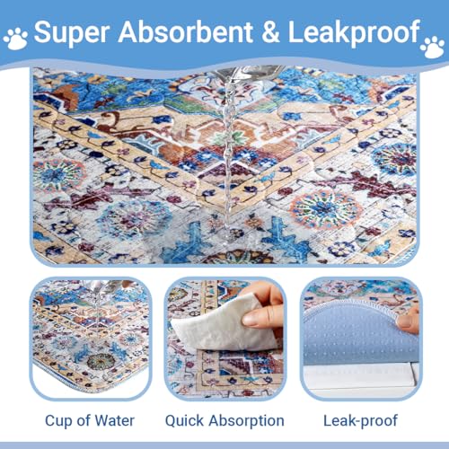 Image of Washable Dog Pee Pads - 2 Pack, 40x26 Inch Large Reusable Absorbent Waterproof Puppy Potty Training Pads, Non-Slip Leakproof Whelping Pet Boho Mat for Crate, Playpen, Kennel & Indoors