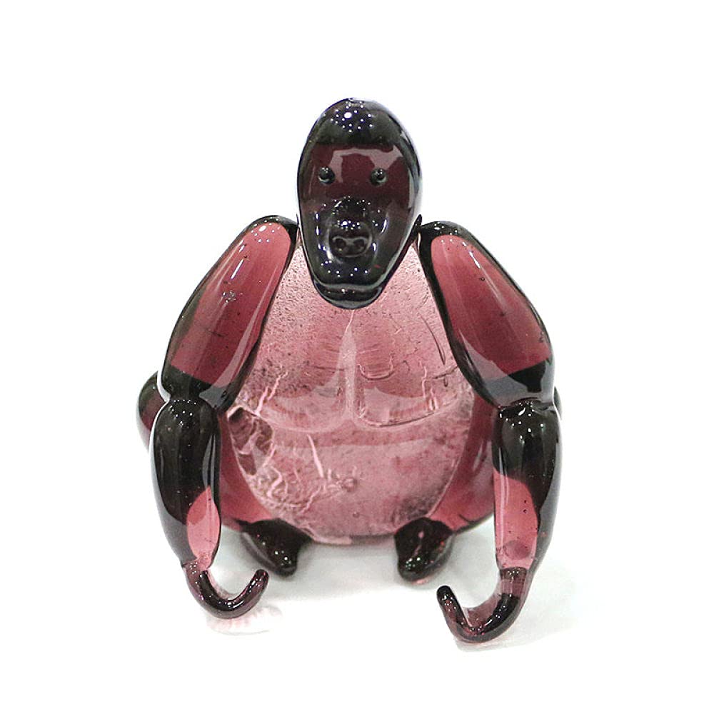 Figurine gorille en verre soufflé à la feuille d'argent pour décoration haut de gamme
