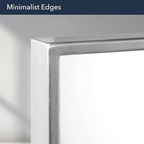 Miniatura 6 de Head West Espejo de tocador de pared rectangular con marco de níquel cepillado, 22 x 34 pulgadas