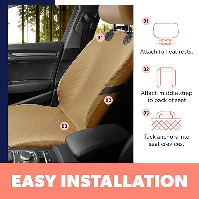 Image of Dog car seat Cover (Beige, Frount Car Seat Cover)