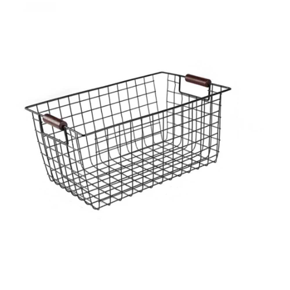 Cestini Portaoggetti Per La Casa Cestino portaoggetti in ferro Cestino portaoggetti for cucina da bagno Cestino portaoggetti da scrivania(Black,20x30x14cm)