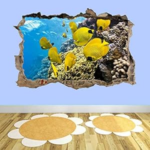 3D-look muur sticker Vissen muur doorbraak muurschildering sticker sticker muur sticker 52x78cm