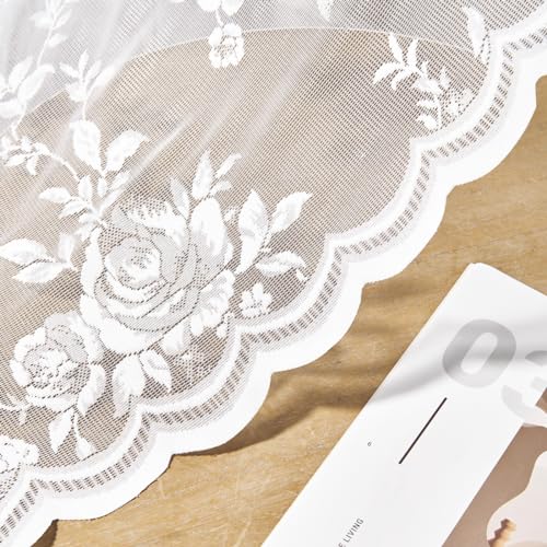 Cortinas de encaje blanco transparentes victorianas de 108 pulgadas 7