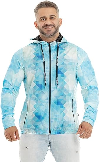 Jaqueta Masculina Corta Vento Estampada com Forro e Capuz – Esportiva, Casual, Leve e Resistente à Água – Marca SLICK – P ao EG