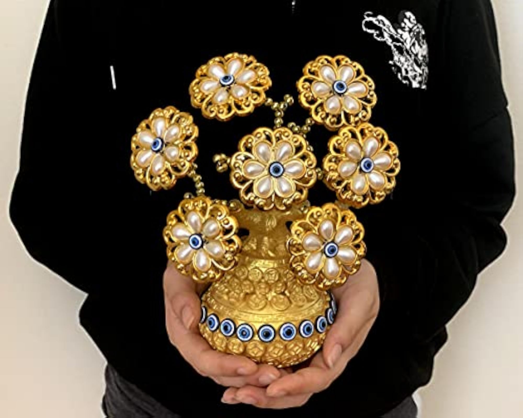 Turkish Nazar Blue Evil Eye Tree in Money Pot Design