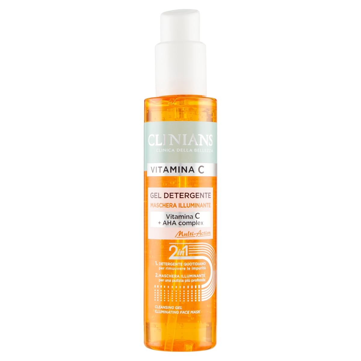 CLINIANS | Vitamin C Gesichtsreinigungsgel - Illuminierende Maske, Dermatologisch Getestet, Made in Italy, 150 ml