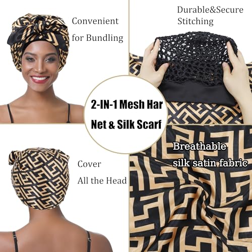 image for brcok Wrap Cap Hair Net for Silk Press, 2 in 1 Silk Press Wrap Satin S