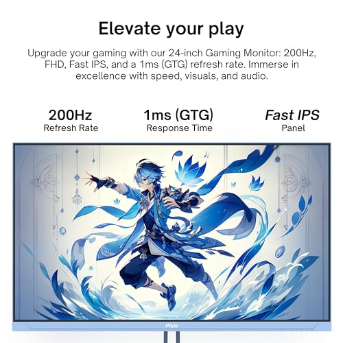 Pixio PX248 Wave Blue 24 inch 200Hz Refresh Rate FHD 1080p Resolution Fast IPS Panel 1ms GTG Response Time Blue Gaming Monitor with Adaptive Sync