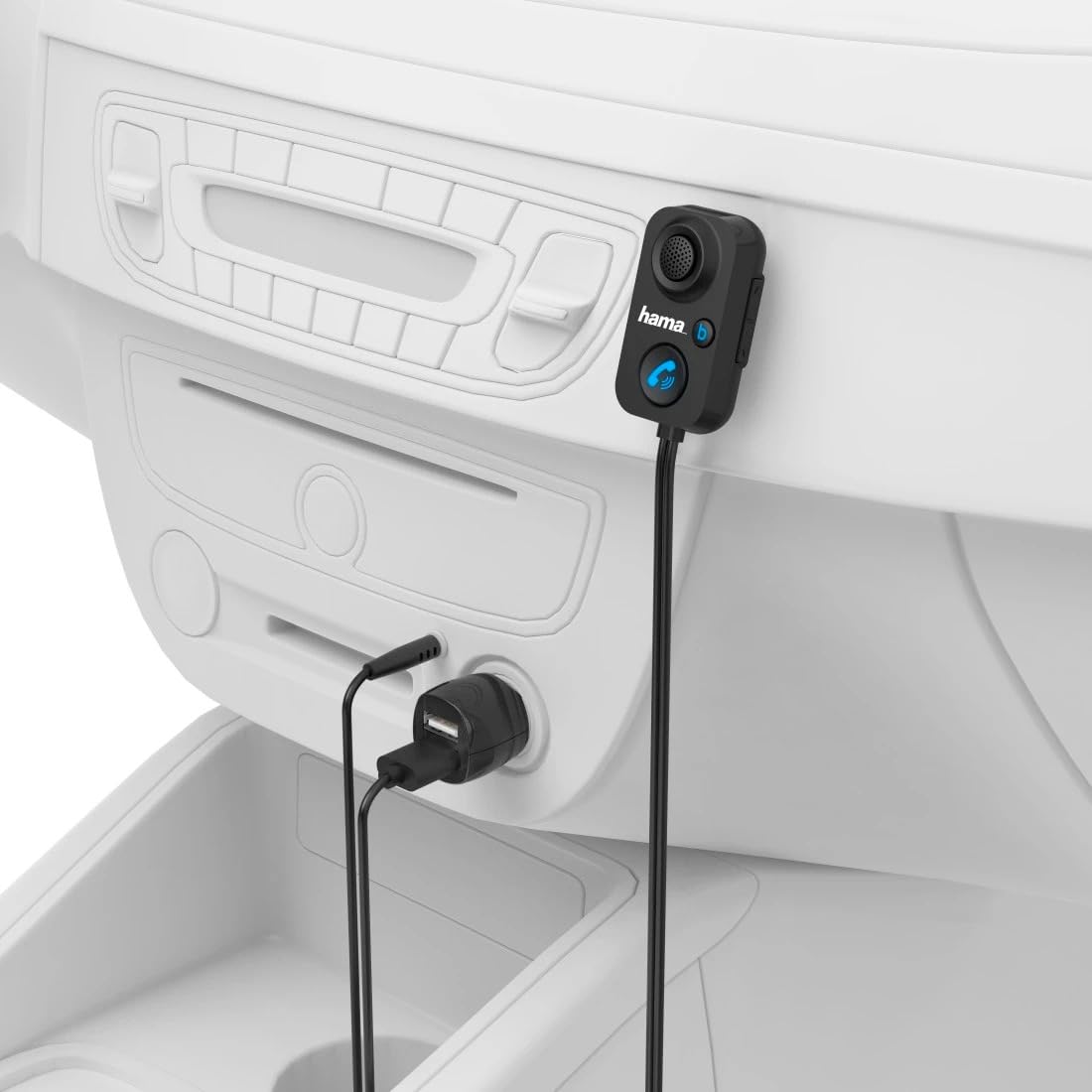 Hama 00014167 Zestaw głośnomówiący Bluetooth (doposażenie do pojazdów z AUX-IN, tryb głośnomówiący, bezprzewodowa transmisja muzyki, wzmocnienie basów), czarny