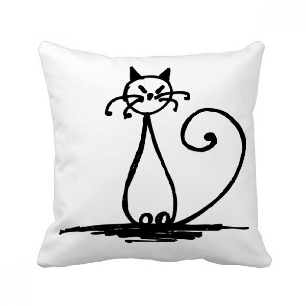 Coussin chat rigolo motif linéaire 40x40cm, l'idée cadeau idéale pour les amoureux des chats