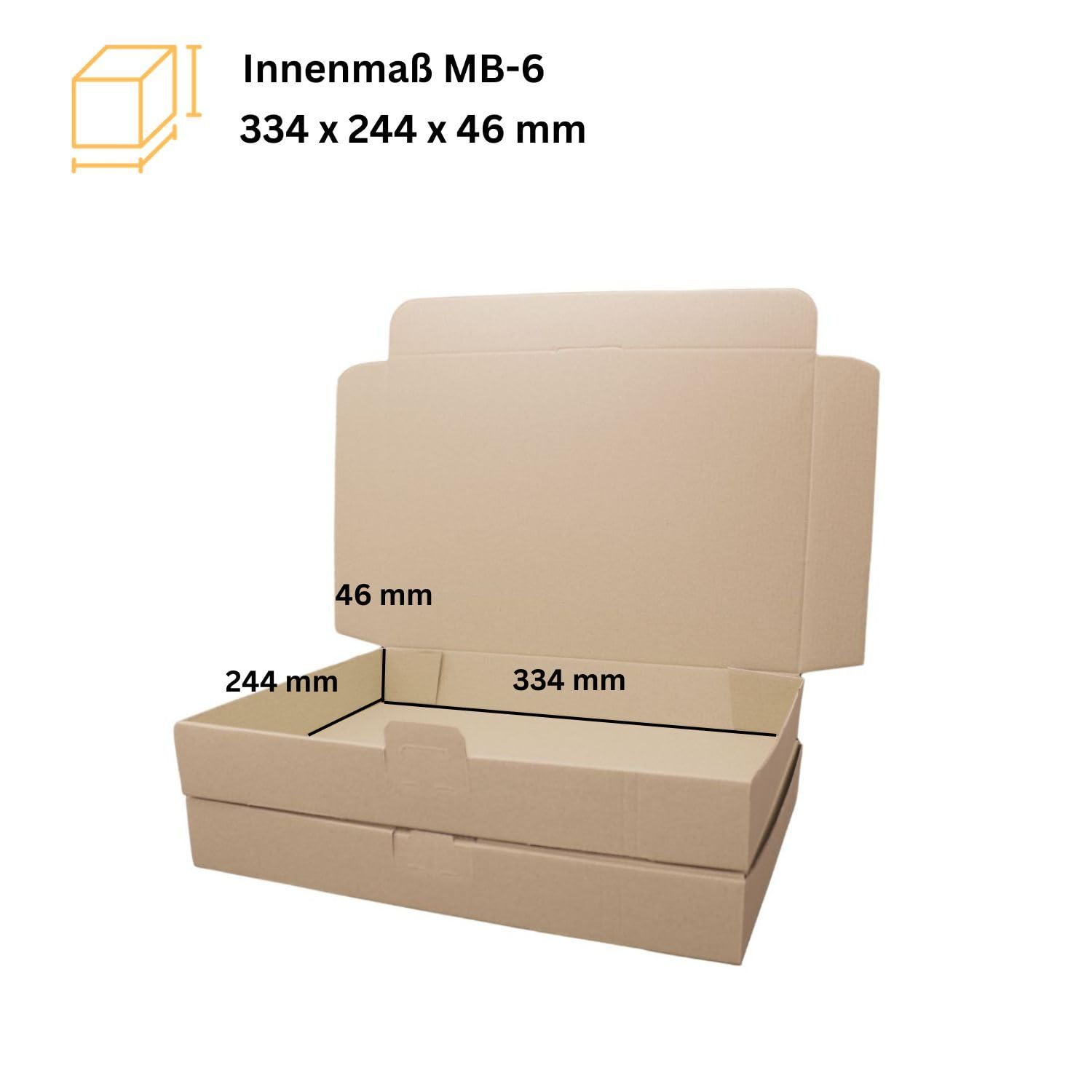 dimapax MB6 - Maxibriefkarton 350 x 250 x 50 mm | Braun | 200 Stück Warensendung | Briefkarton | Karton | Kartonage | Versandkarton