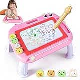 Dinosaur Magnetic Drawing Board Kids Toys for 2 3 4 5 Years Old Girls Boys, Color Erasable Doodle Education Learning Birthday Gifts for Toddler Drawing Travel Toys (Pink) - Image 1