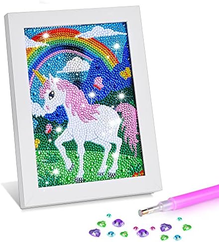 ZALIAFEI Diamond Painting for Kids with Frames, Mosaic Gem Sticker Art Projects Kits, Holiday Crafts Supplies Gifts for Girls Boys Ages 6 7 8 9 10 11 12