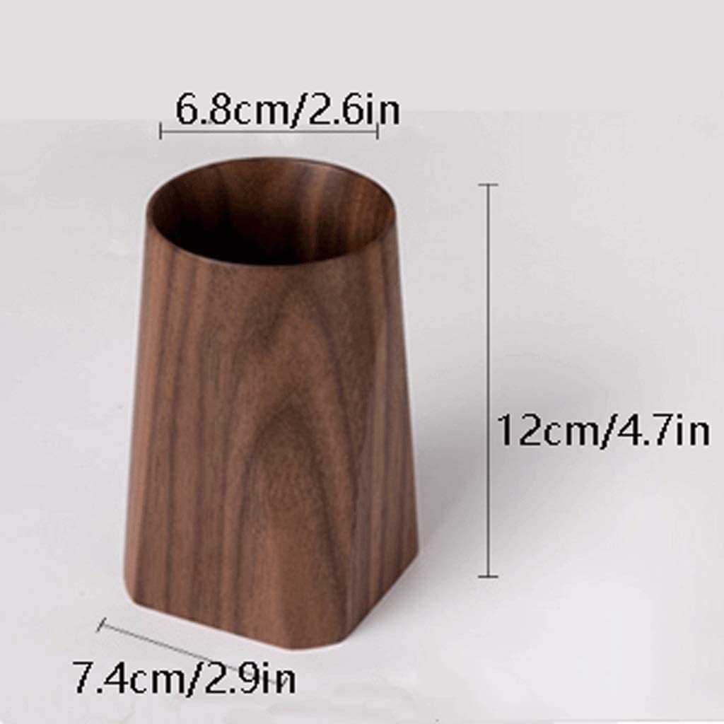 Schreibtisch-Stiftehalter aus schwarzem Walnussholz, Stifthalter mit Rutschfester Unterseite, handgeschliffener Make-up-Pinselhalter, einfacher Stiftebecher für Schreibw