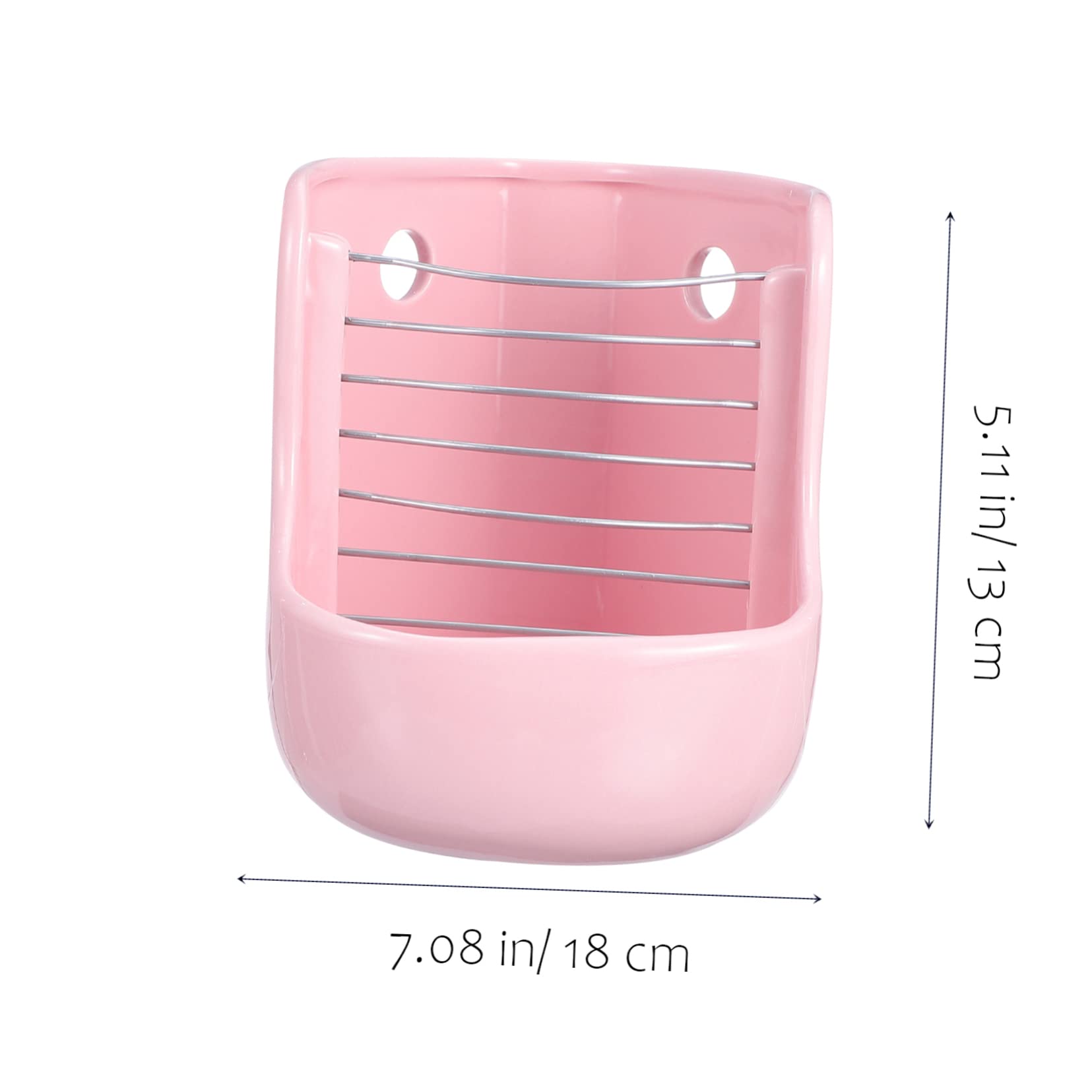 Mangiatoia in Ceramica Rosa per Porcellini D'india e Conigli | Superficie Liscia, Uso Doppio Fieno e Cibo, per Piccoli Animali, Formato Compatto