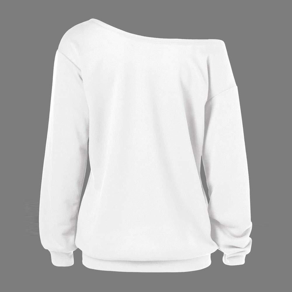 Damski świąteczny sweter choinka nadruk z odkrytymi ramionami odzież topy na co dzień bluza bluzka, biały-1, XL
