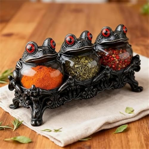 Elegantes recipientes de especias cerámicos con tapas de rana 6