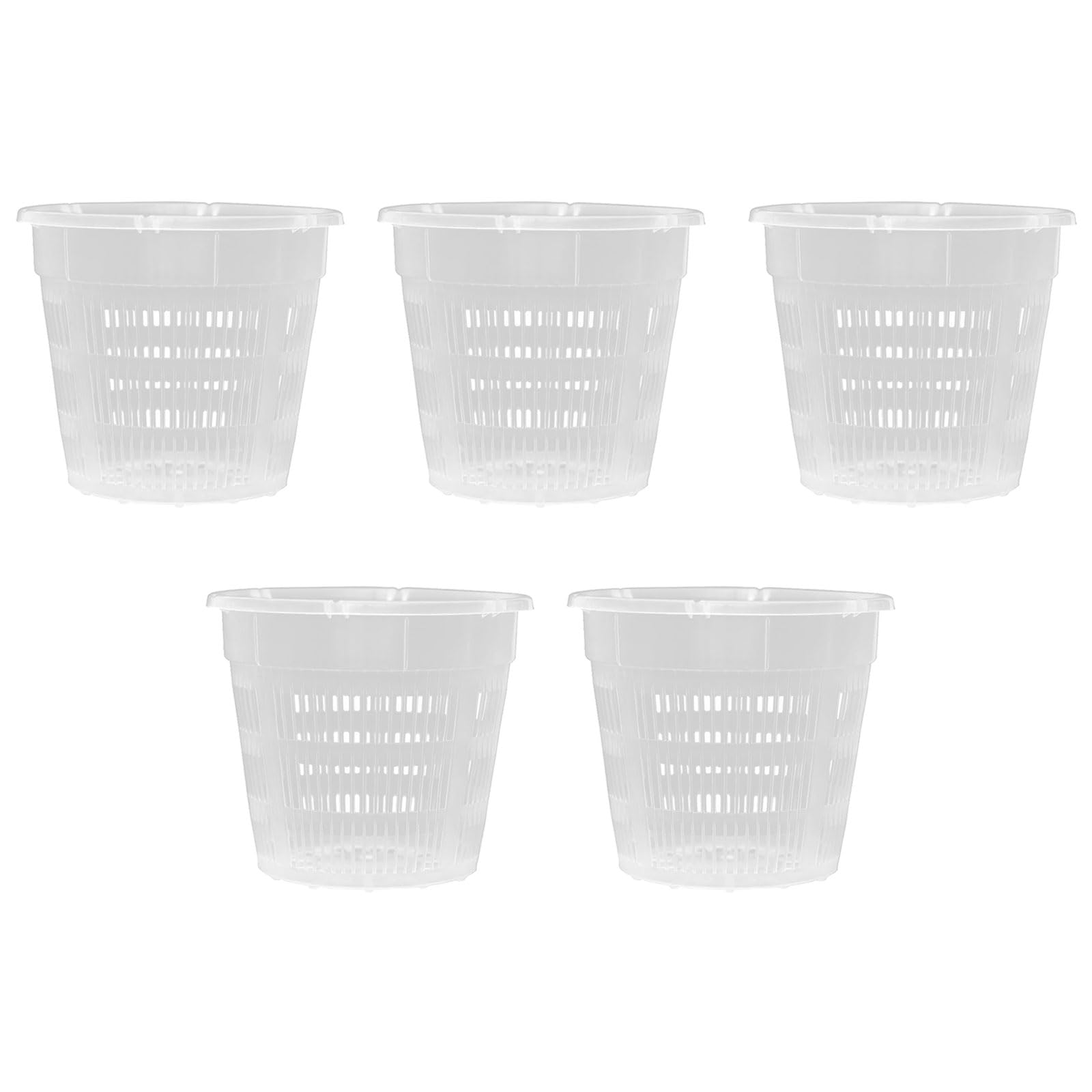 ALI2 Macetas transparentes para orquídeas, 5 unidades, diámetro de 16 cm, altura de 14 cm, de plástico, con agujeros, para orquídeas interiores