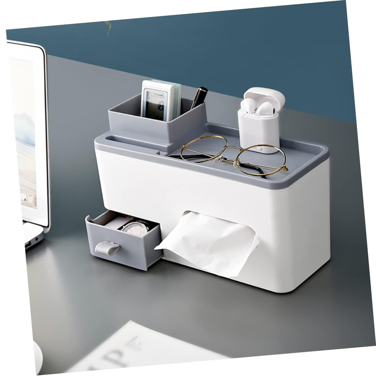 WPCASE Porta Fazzoletti Kleenex Box Porta Veline Fazzoletti Scatola dei Tessuti Copre Rettangolo Scatole di Fazzoletti di Carta Porta Scatola di Fazzoletti per La Casa Porta Fazzoletti Gray