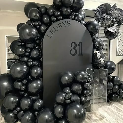 140pcs Balloon Arch Kit, Black Balloons of Different Sizes Pack of 18 12 10 5 Inch Party Balloon Kit for Birthday Party or Balloon Arch as Graduation Wedding Baby Shower Anniversary Party - Image 8