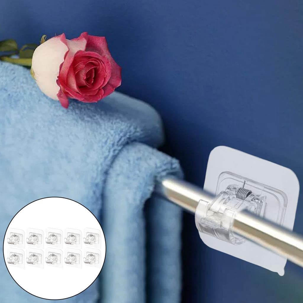 Lot de 5 supports de tringle à rideaux - Crochets muraux en ABS - Pour la maison - Transparent