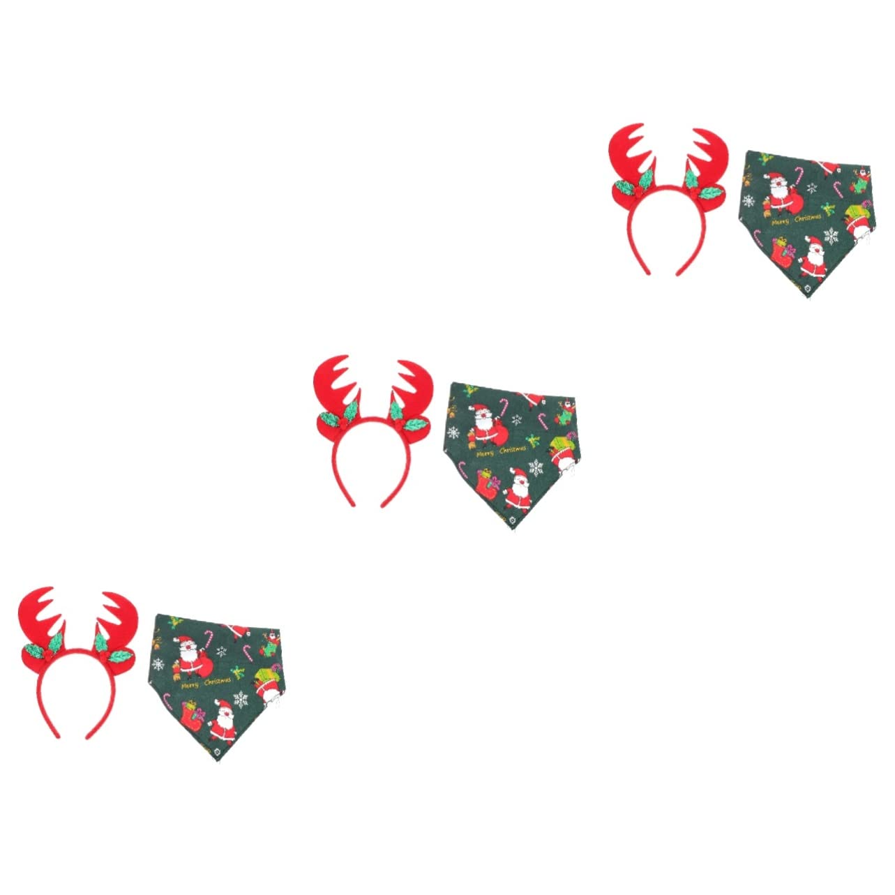 Mipcase 3sets Bandane per Cani e Accessori Natalizi per Animali Domestici Costume per Natale con Cerchietto da Renna e Lavabile e Morbido Adatto Cani e Gatti