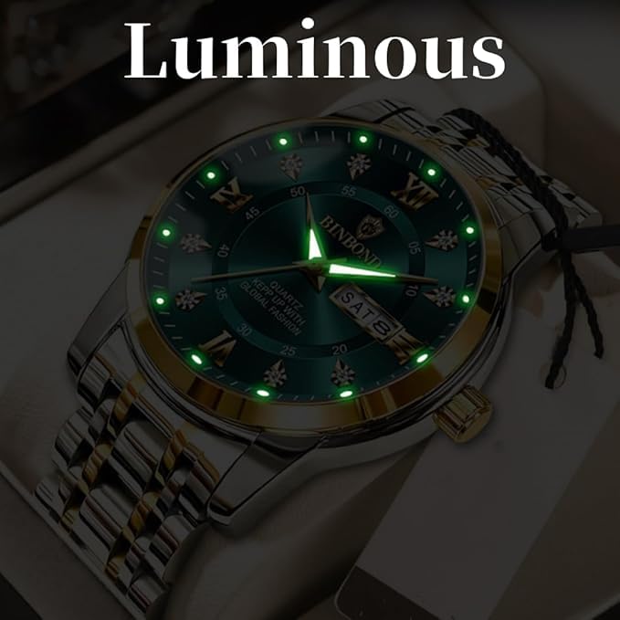 Image of Luminex Commerce Watch for Man Luxury Men's Diamond Style Quartz Watch Smart Watch for Men Wrist Watch Gold /Black Gift for Boyfriend /Husband