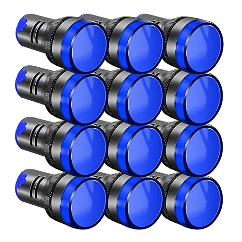 Image of Gebildet 12pcs 22mm AC/DC 12-24V/20mA LED Power Indicator, LED Pilot Signal Light Panel Indicator, LED Flash Light (Blue)
