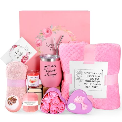 Birthday Gifts for Women, Hampers Pamper Gifts for Her, Self Care Package Relaxation Bath Set Gift Boxes New Year Valentine's Day Gifts for Mum, Wife, Best Friends, Daughter, Girlfriend Blanket