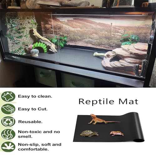 Image of Bearded Dragon Tank Accessories, Reptile Mat Hammock Plants Bridge Jungle Climber Vines Terrarium Decorations for Leopard Gecko Hermit Crab Lizard Snake (10 PCS with Reptile Mat)