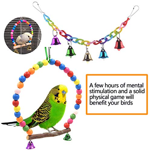 image for WHALE LEAPING 12 Packs Bird Parrot Swing Chewing Toys,Hanging Bell Bir