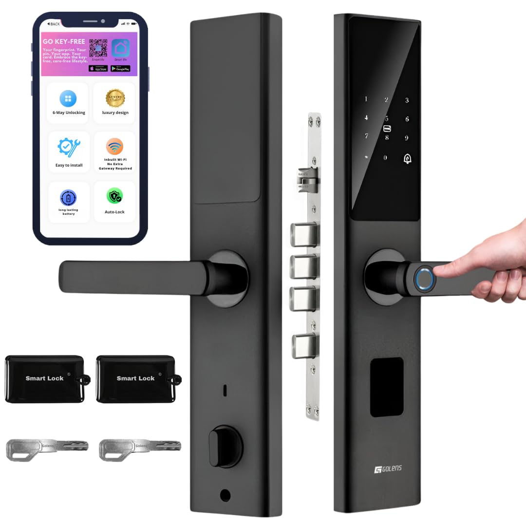 Golens X75 Smart Door Lock | 8-Way Unlocking | 3D Face ID | Fingerprint | Pincode | RFID Card | Mobile App | Mechanical Key | OTP Access | LCD Display Photo Recording & Camera | (Black) (B0CNCPYH8J) Amazon Price History, Amazon Price Tracker