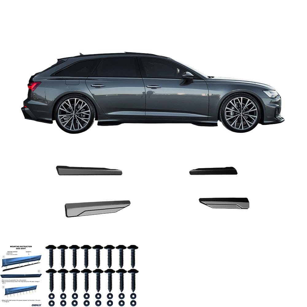 Oneway Set Minigonne Laterali compatibili con Audi A6 S-Line/S C8 (Sedan/Avant) 2018- - Nero lucido