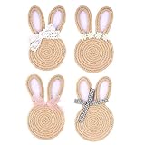 Osterhasen-Untersetzer, Juteseil, Hasen-Untersetzer mit floralen Spitzenschleifen, Osterhase,...