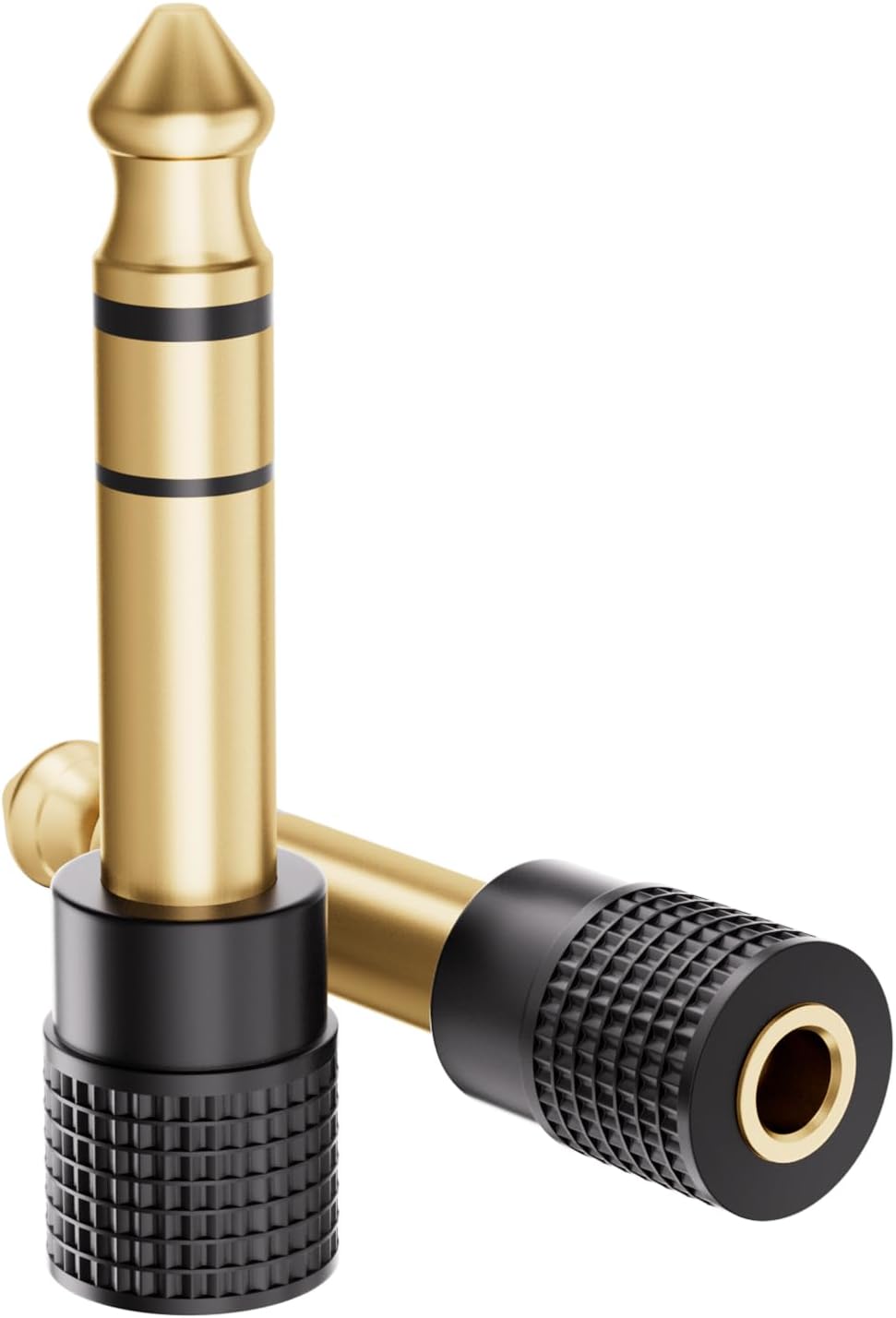 VCELINK 6.35mm 1/4 Male to 3.5mm 1/8 Female Audio Adapter, Gold-Plated TRS Stereo Jack, Solid Brass Housing, for Headphones, Guitar, Mixer, Amp, Keyboard, 2 Pack