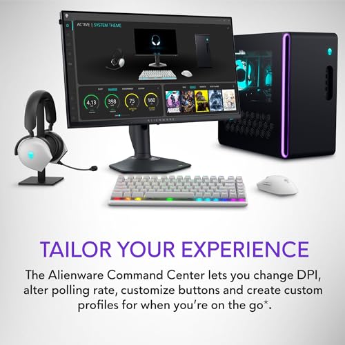 Alienware AW720M Tri-Mode Wireless Gaming Mouse - 2.4GHz Wireless, Bluetooth 5.1, 26,000 DPI, 8-Fully Programmable Buttons, Magnetic Snap Charging Adapter USB-A to USB-C Cable - Lunar Light - image 7