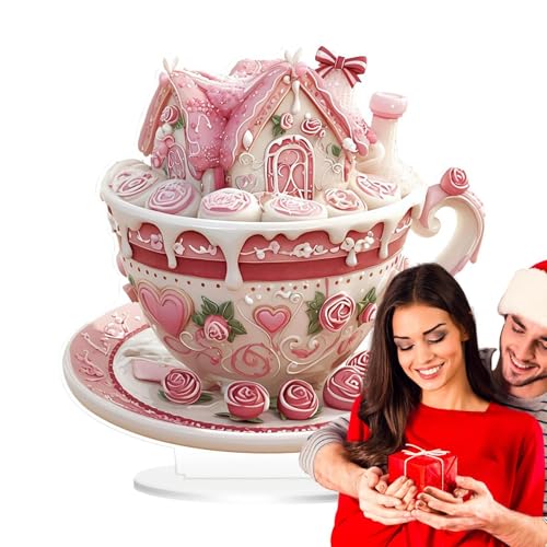 Decoraciones de amor para la casa de la taza de café, figuras de la casa de la taza de café del día de San Valentín Decoración de escritorio de taza de coffee acrílica del Día de San Valentín, regalos Decoraciones de amor para la casa de la taza de café, figuras de la casa de la taza de café del día de San Valentín Decoración de escritorio de taza de coffee acrílica del Día de San Valentín, regalos