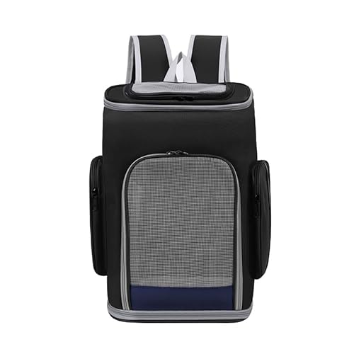 NDGBNIKG 小型犬や猫用の、手持ちと肩掛け機能付きのアウトドア用ペットバックパック。折りたたみ式で、持ち運びに便利な底板と通気性に メッシュ窓付き。旅行、お出かけ、お散歩に最適です。 (ブラック)
