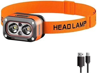 Rechargeable LED White, Yellow, and red Sensing Headlights, Outdoor Portable mini Head Mounted Lights with Electric Quantity Display. 5 Modes Suitable for Running, Camping, Family, Work, etc.