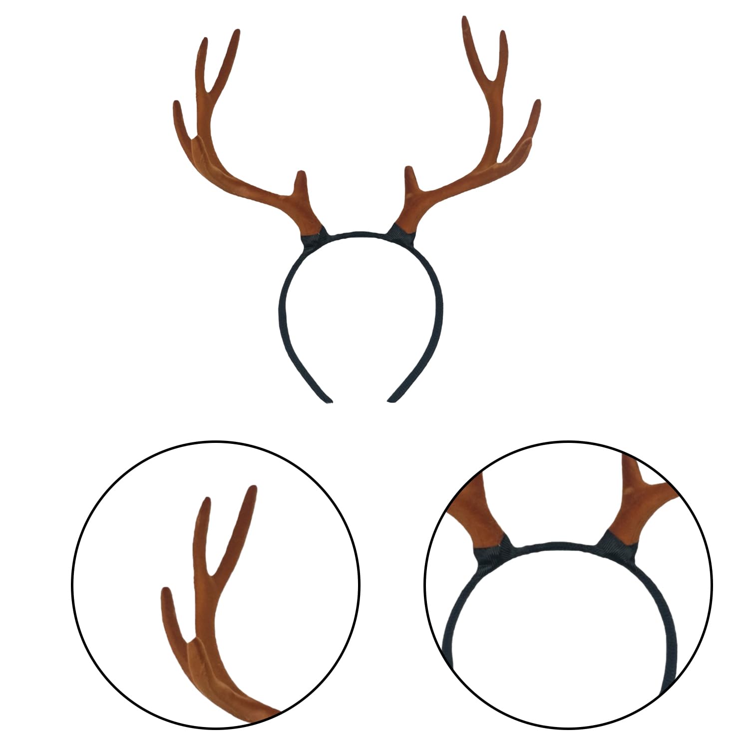 MEISH Deer Antler Headband Plush Reindeer Antler Headband Cute Christmas Reindeer Ears Headbands Christmas Hair Accessories for Women Girls (color1) - Image 2