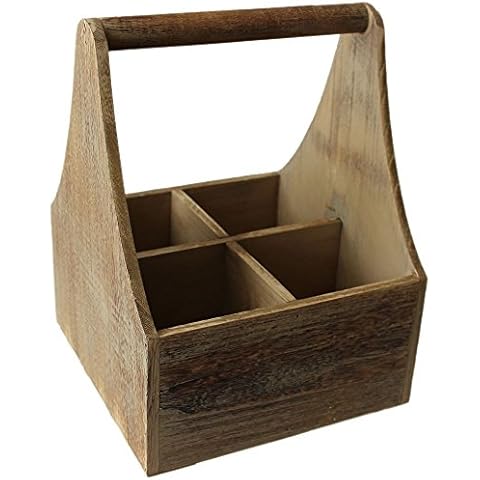 Red Hamper Wicker Willow Oak Effect Four Bottle Wooden Carrier Cover