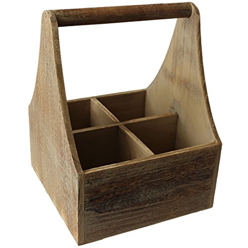 Red Hamper Cesta Roja DB033 - Portabotellas de madera con efecto roble para cuatro botellas