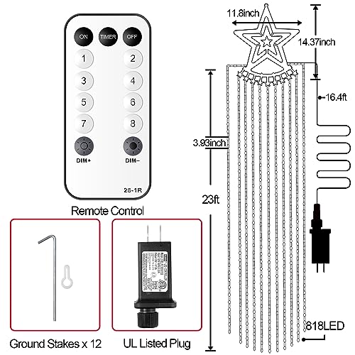 Luces decorativas de estrella navideña LED 23ft 818 luces miniatura 4