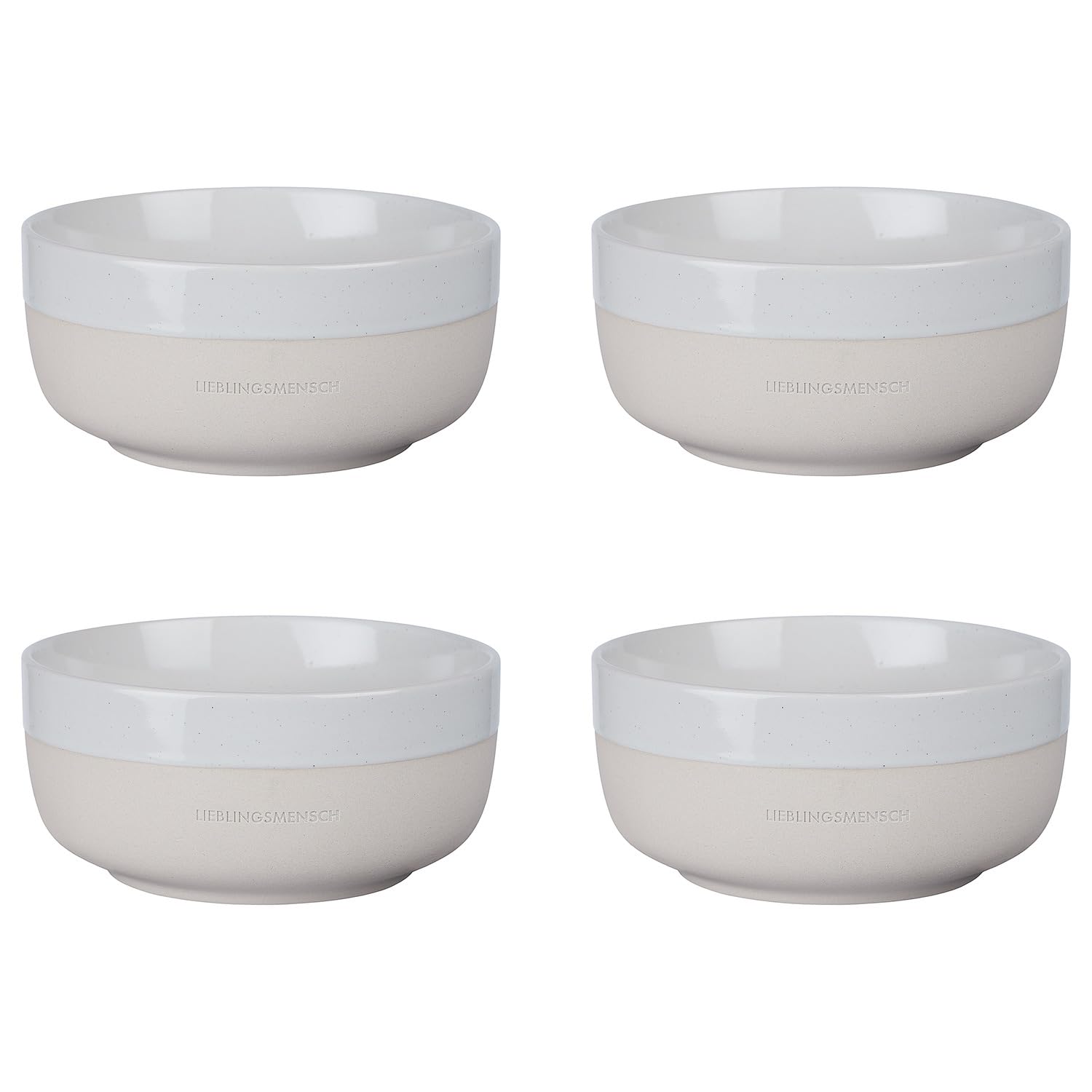 BUTLERS 4 Stück Müslischale - Lieblingsmensch - Steinzeug - ME TIME - white beige