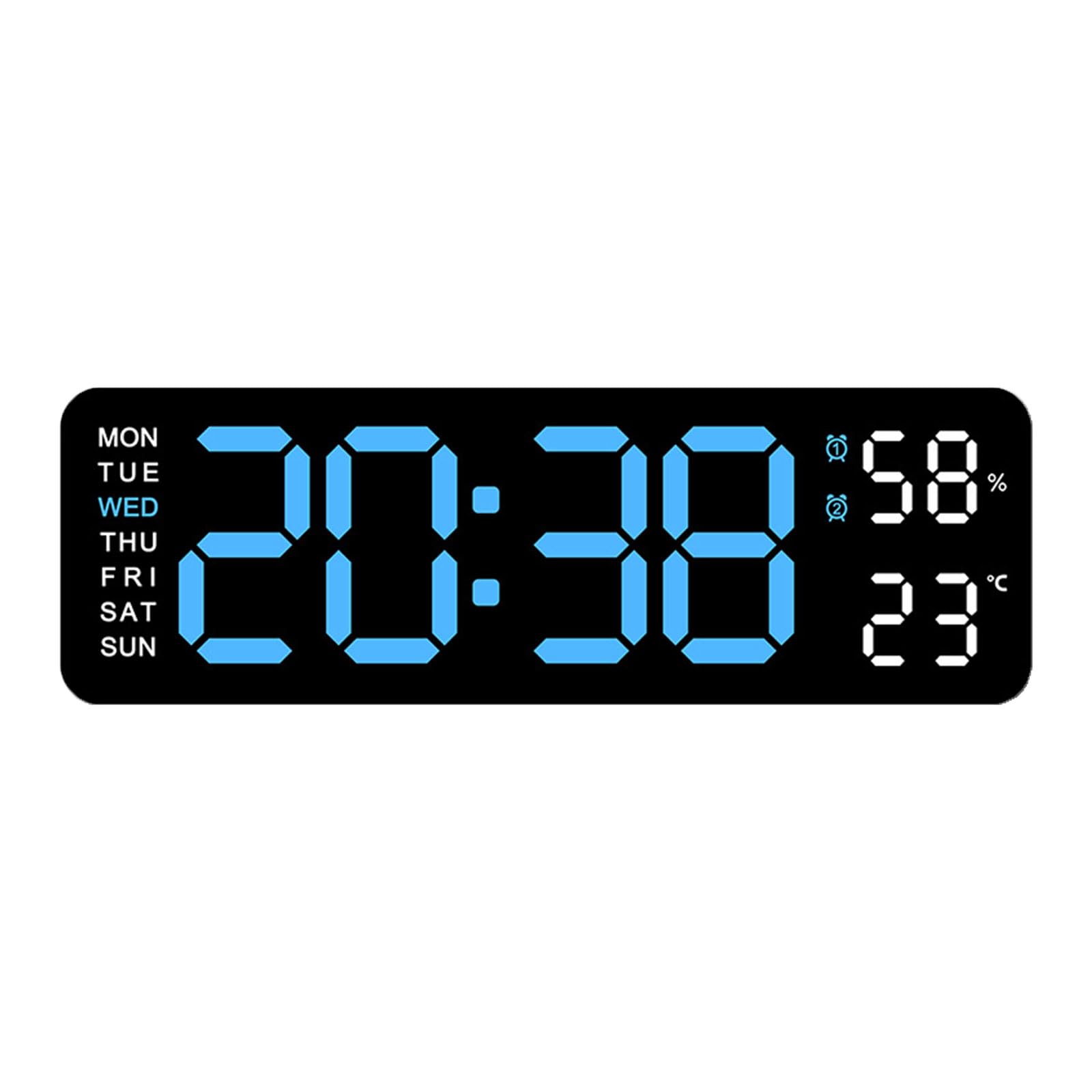 alloneslife Digital LED Wall Alarm Clock with 9in LED Calendar and Temperature Display for Bedroom Living Room Desktop Decoration Student Dormitory Clock